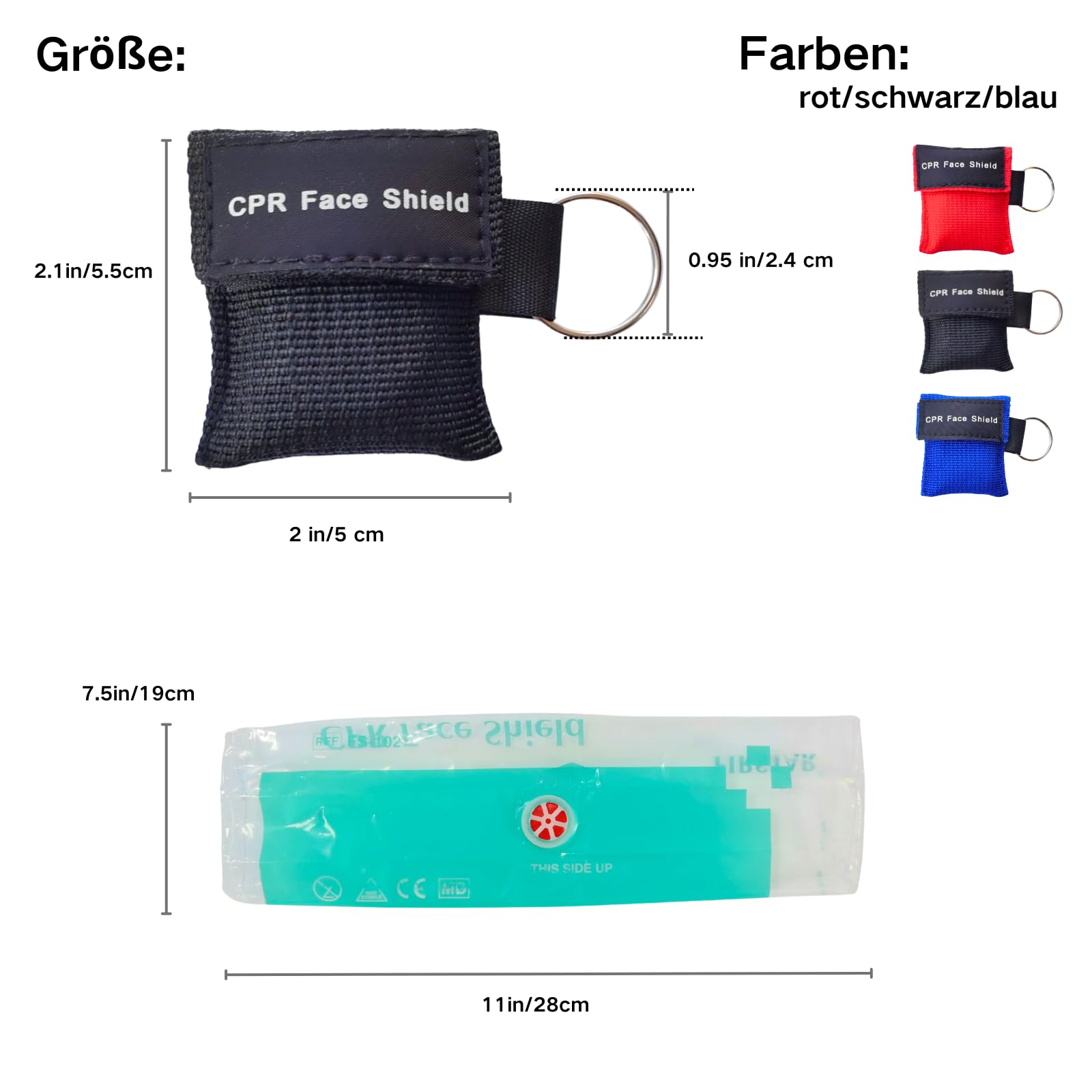 Maschera di ventilazione 6 pezzi, maschera CPR portachiavi con moschettone, panno di ventilazione con valvola di ritegno, barriera respiratoria, CPR, maschera tascabile per primo soccorso o