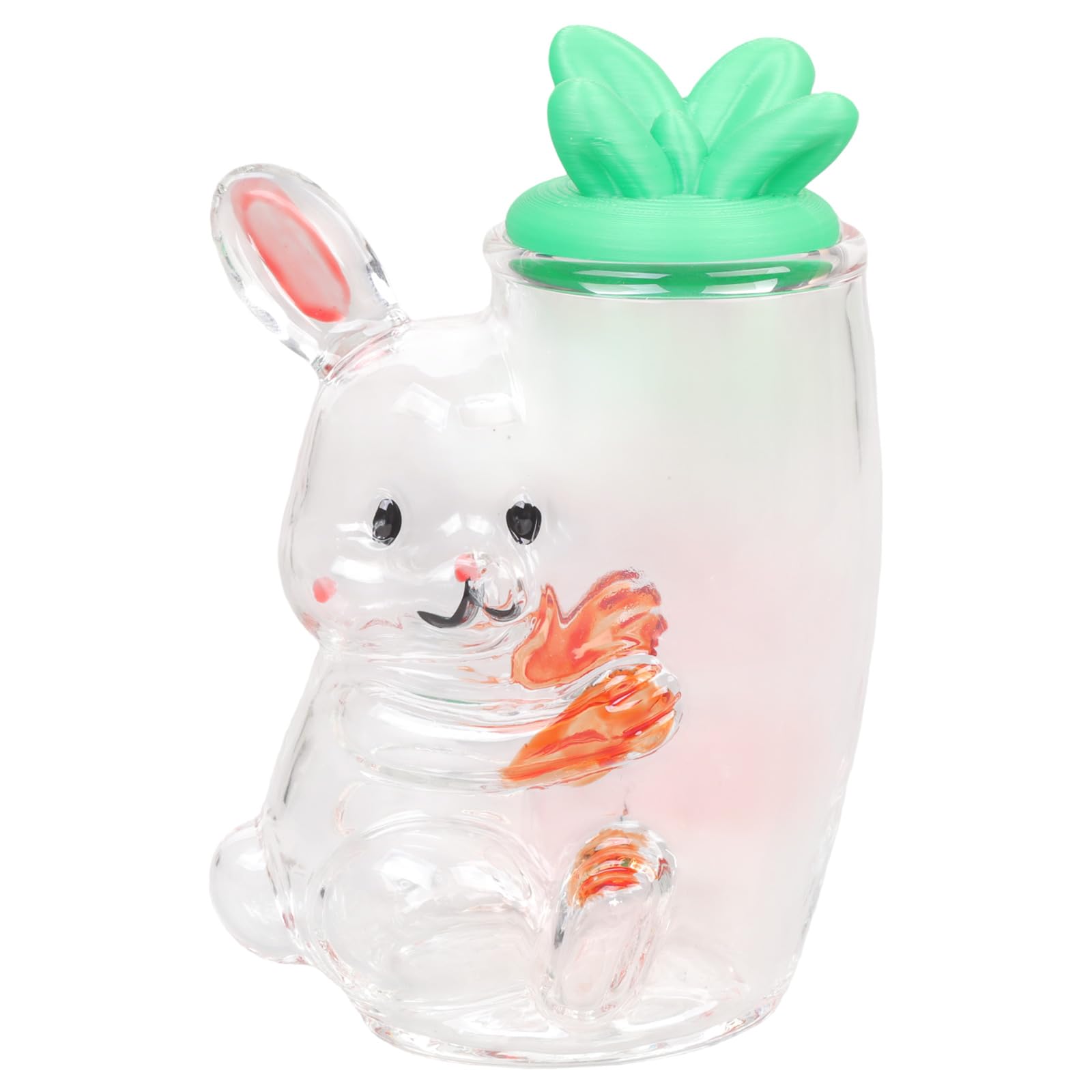 Kangnice Holiday Glass Clear Candy Jar Engraved Easter Decors Bunnies Chick Eggs Shape Container for Candy Storage Home Display Clear Storage Container