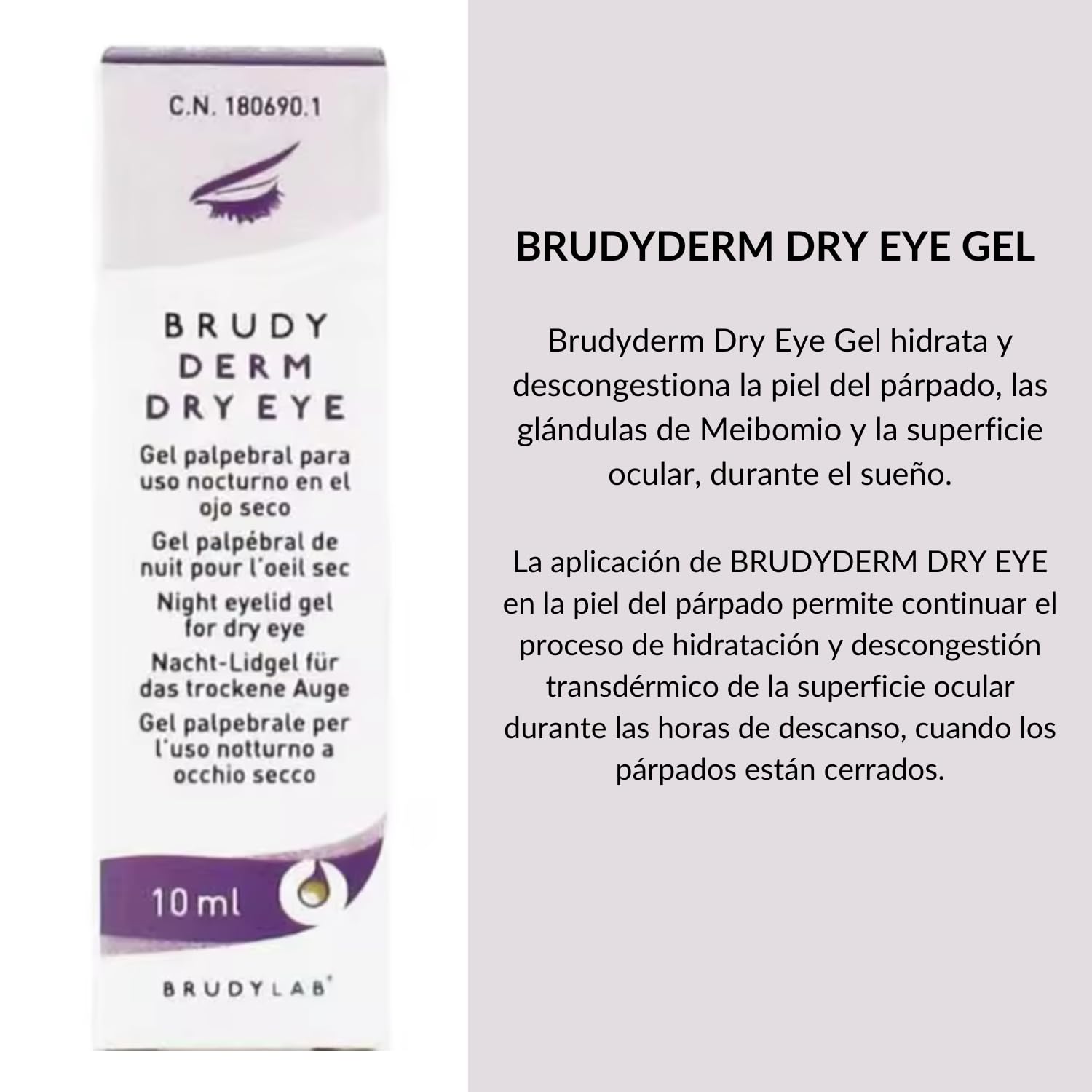 BRUDYLAB - Brudy Derm Dry Eye Gel 10 ml - Gel Idratante Notte per la Pelle delle Palpebre - Cura degli Occhi Secchi - Idrata e Decongestiona la Pelle delle Palpebre