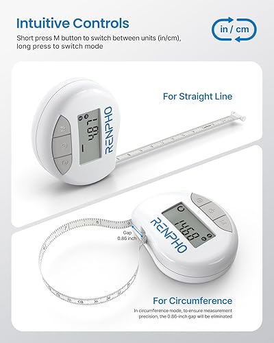 Miniatura 5 de RENPHO Cinta métrica corporal inteligente, cinta métrica inteligente para pérdida de peso, equipo de fitness Bluetooth con aplicación, medición de