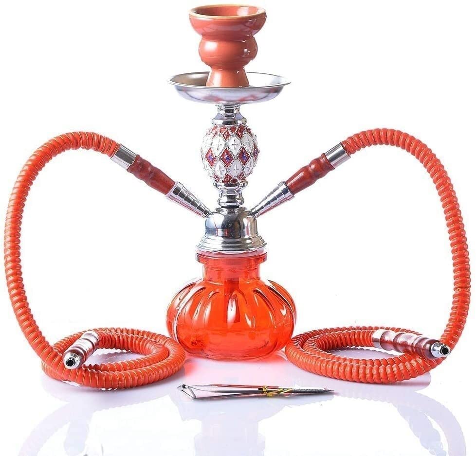 LSZ Shisha-Set Shisha Shisha Set mit Zubehör, Glaswasserbehälter Keramikschale, 2 Schlauchhukahn Set Shisha-Set