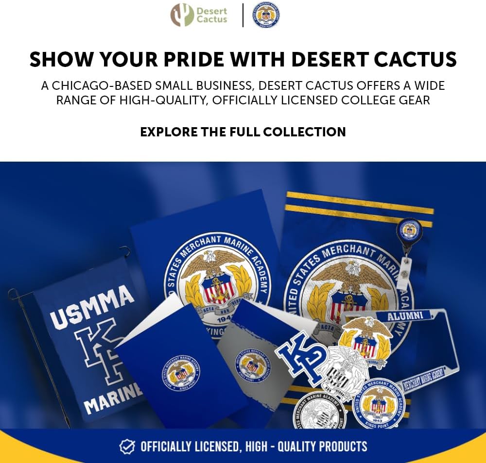 Desert Cactus United States Merchant Marine Academy Mariners Kings Point License Plate Frame USMMA Car Tag Holder for Front or Back of Car Officially Licensed Metal (Parent)