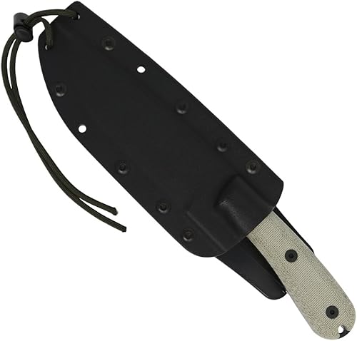 Miniatura 2 de ESEE -6HM Cuchillo de supervivencia de hoja fija, acero al carbono 1095, mango redondo modificado, fabricado en Estados Unidos (funda Kydex negra