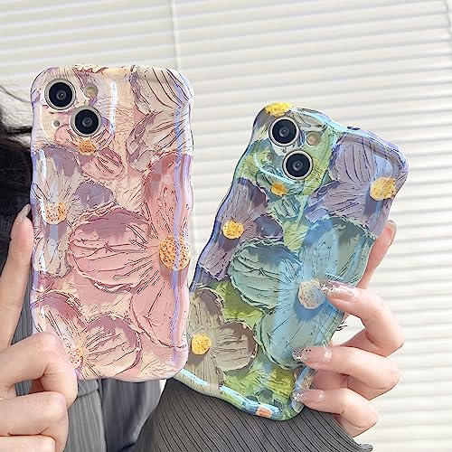 Coque iPhone 14 Pro Max laser blu-ray silicone antichoc fleurs rose