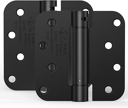 Miniatura 9 de Bisagra de resorte negra de 4 pulgadas, bisagras de puerta de cierre automático, bisagras resistentes de 4 x 4 pulgadas para puertas, bisagras de