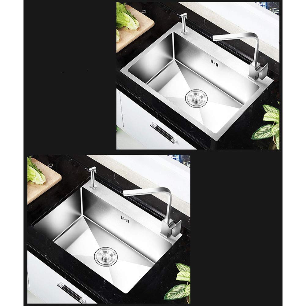Juego de Fregadero de Acero Inoxidable, Fregadero Individual para Cocina con Kit Completo de fontanería, desagüe y escurridor para instalación empotrada (Tamaño: 68x45cm)