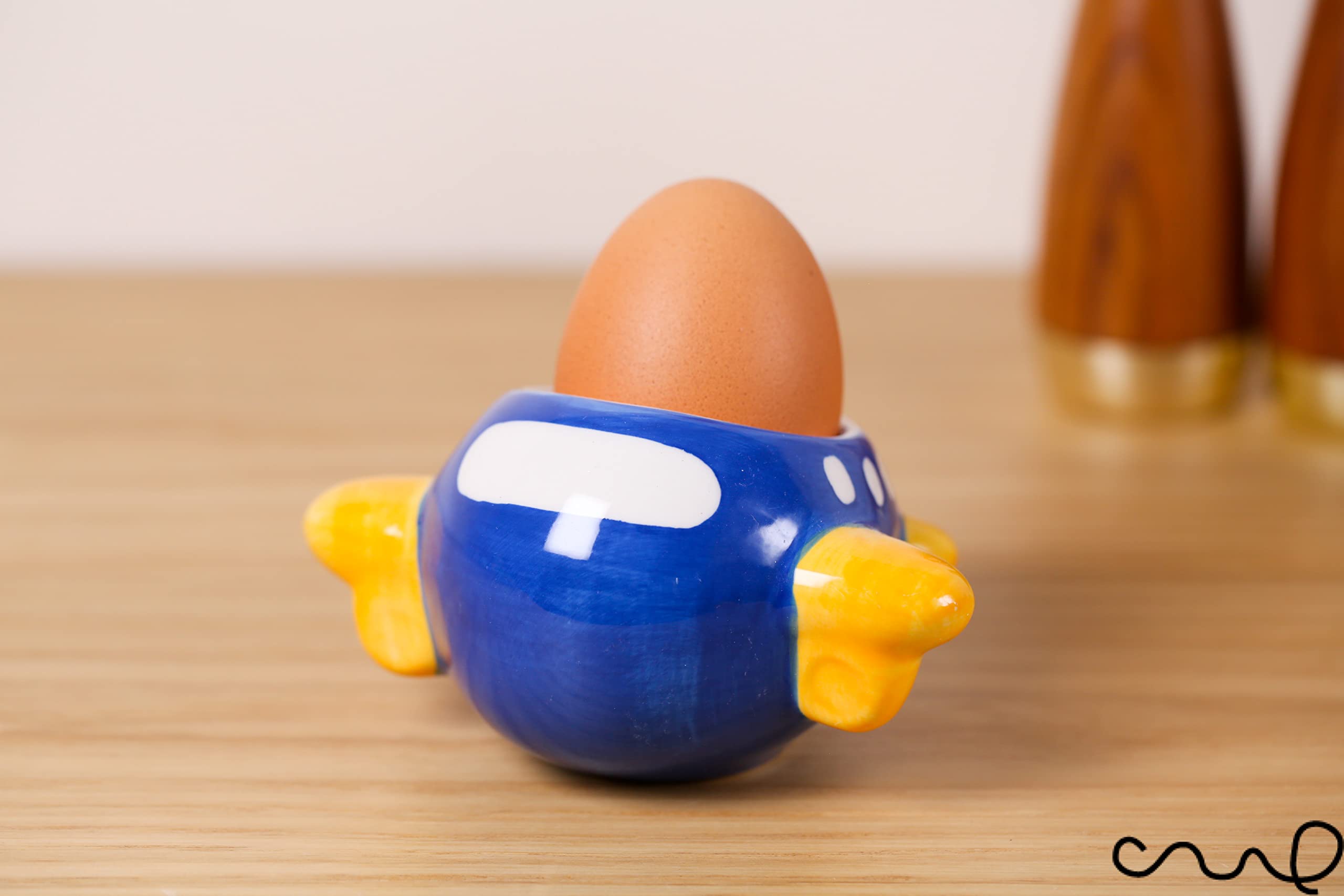Nuovo dipinto a mano carino stile retrò in ceramica blu aeroplano portauova regalo