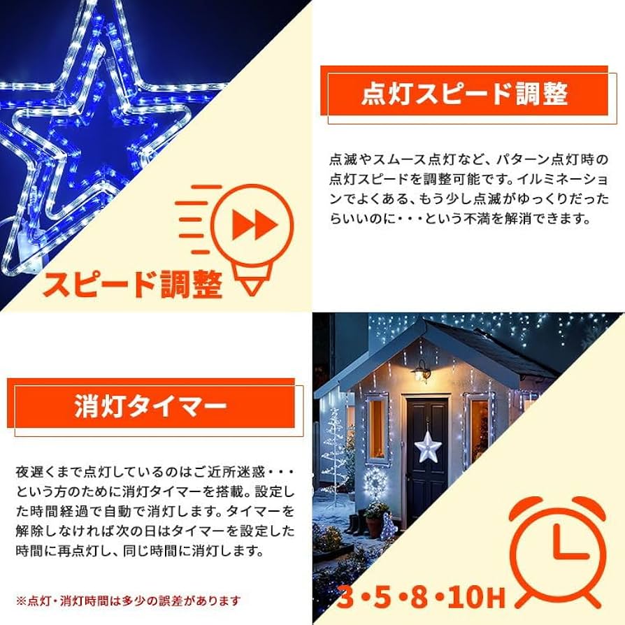 Amazon.co.jp: イルミネーション 屋外用 モチーフライト 星 4重