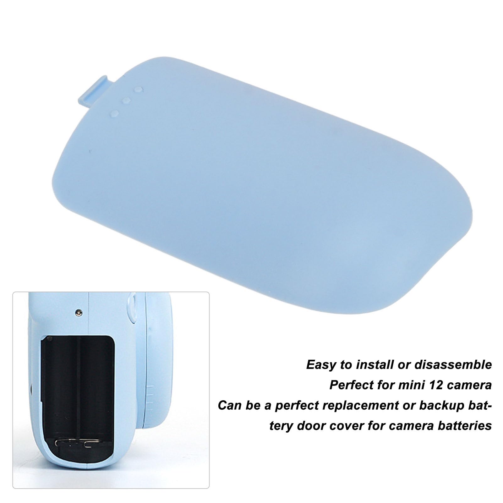 Portable Battery Cover Door, Plastic Battery Door Cover Replacement Battery Lid for Mini 12 Instant Camera Repair (Blue)