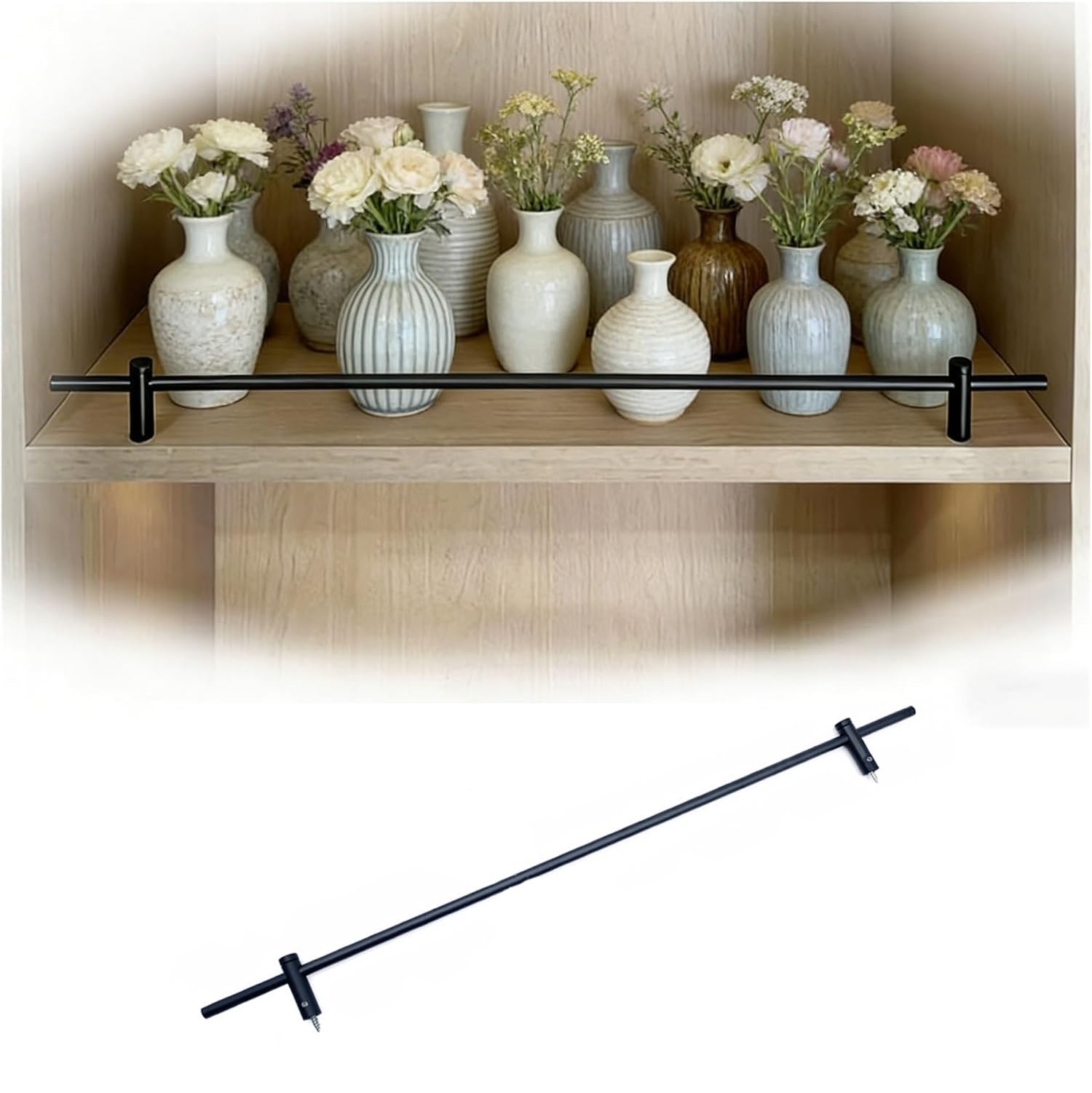 Garde-corps noir pour étagère en métal de 40 cm lot de 4