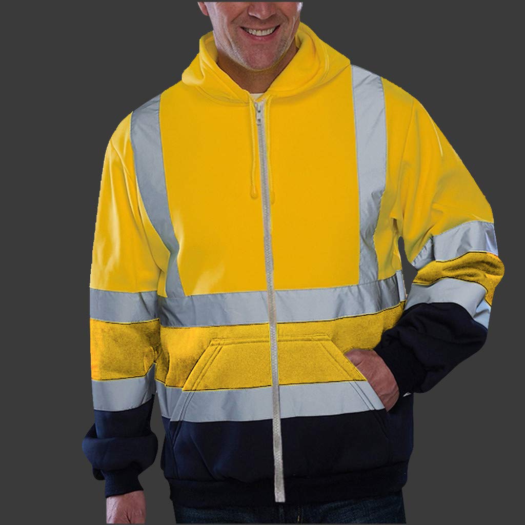 Softshelljacke Für Herren Arbeitsjacke Mit Kapuze Reflektierende Outdoor | Arbeitsjacke Herren Softshell Mit Reissverschluss Reflektierende Warnjacke Sicherheitswarnjacke Kapuzenjacke Mantel Männer