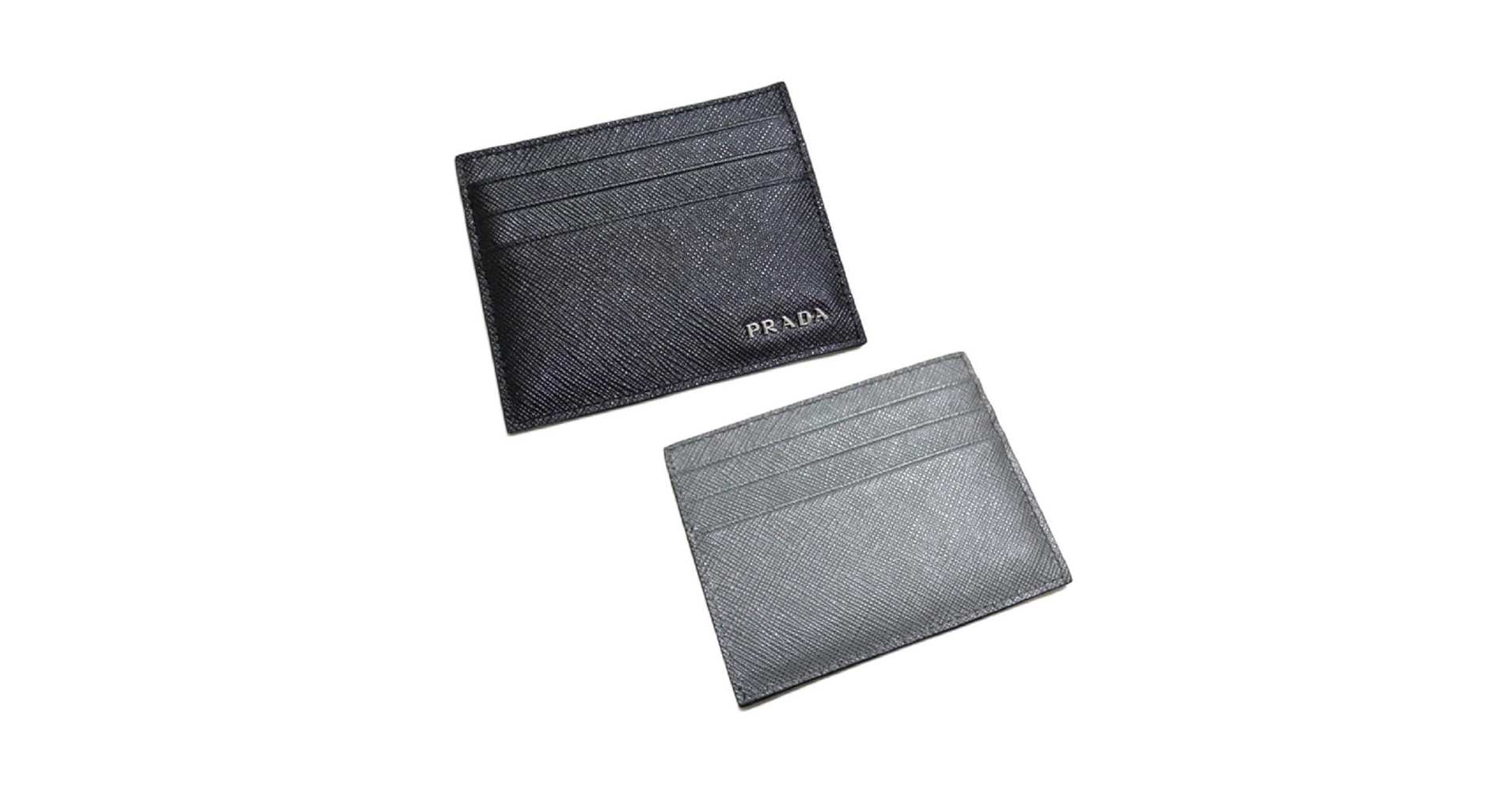 Amazon.com: Prada Lux Saffiano Bicolor Card Case, Nero/Mercurio