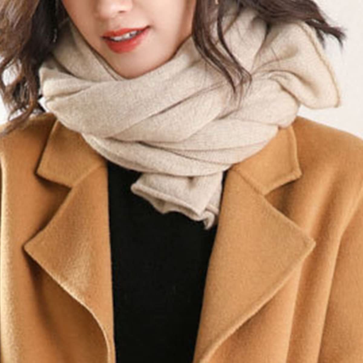 Bufanda de cachemir puro, chales de invierno grandes, suaves y cálidos, de color liso para mujer