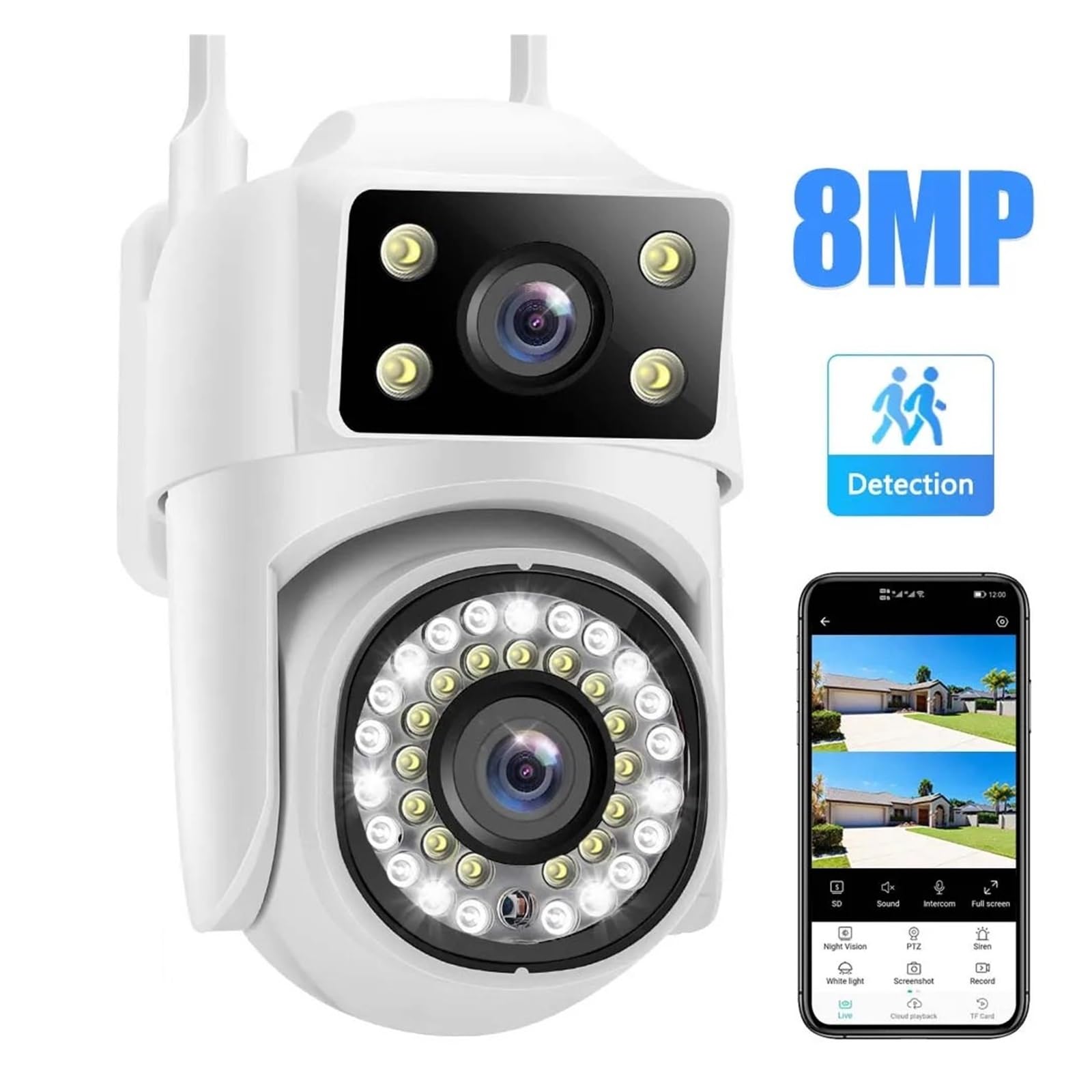 Telecamera WiFi PTZ for esterni da 8 MP 4K con doppio obiettivo