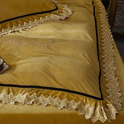 Miniatura 7 de AXOIN HZH FMOGG - Juego de funda de edredón doble, juego de ropa de cama de tamaño doble, morado, funda de edredón de terciopelo amarillo, juego de