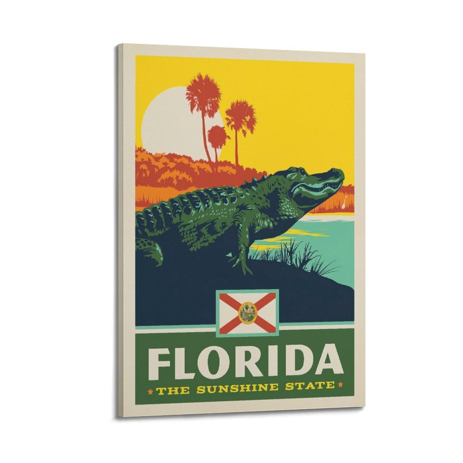 DLJGDS Vintage Travel Posters Florida State Pride Decorative Painting Canvas Wall Posters And Modern Family Bedroom Decor 20x30inch(50x75cm)