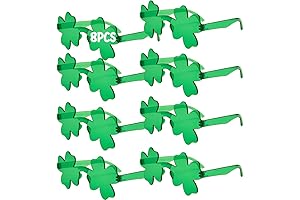 8 Pairs Kids and Adults St. Patrick's Day Shamrock Sunglasses
