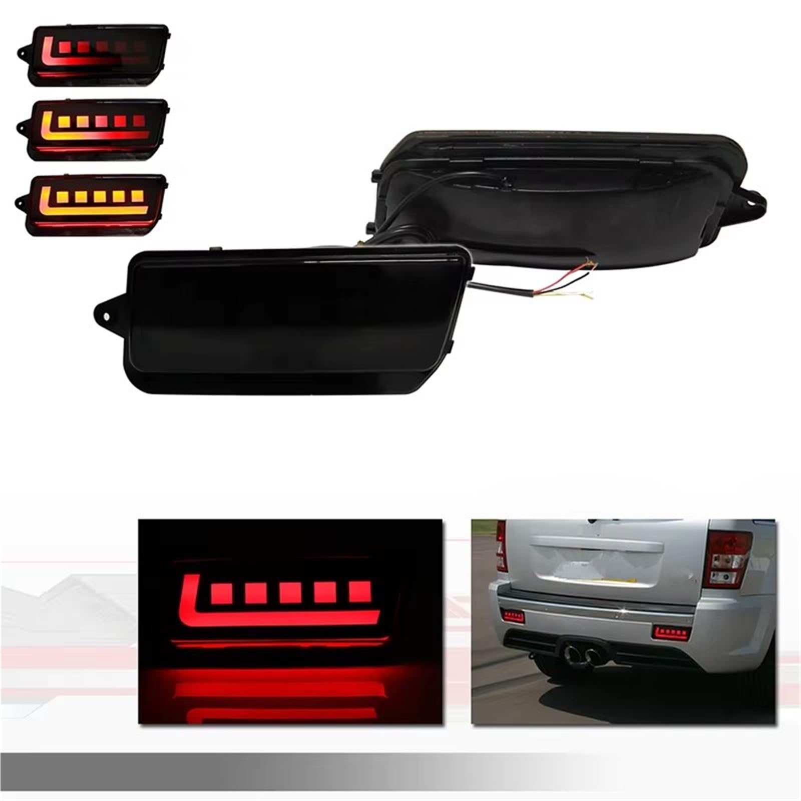 Indicatori di Direzione Per Jeep Per Grand Per Cherokee 2005-2010 LED Posteriore Riflettore Coda Luci Freno Fendinebbia Posteriori Indicatori Direzione Indicatore Laterale(Smoked Lens)