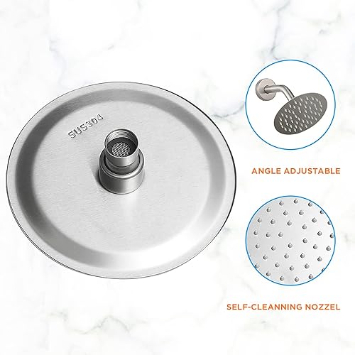 Miniatura 9 de Juego de cabezal de ducha y grifo de oro cepillado completo con accesorios de ducha de válvula con cabezal de ducha de lluvia de alta presión de 6