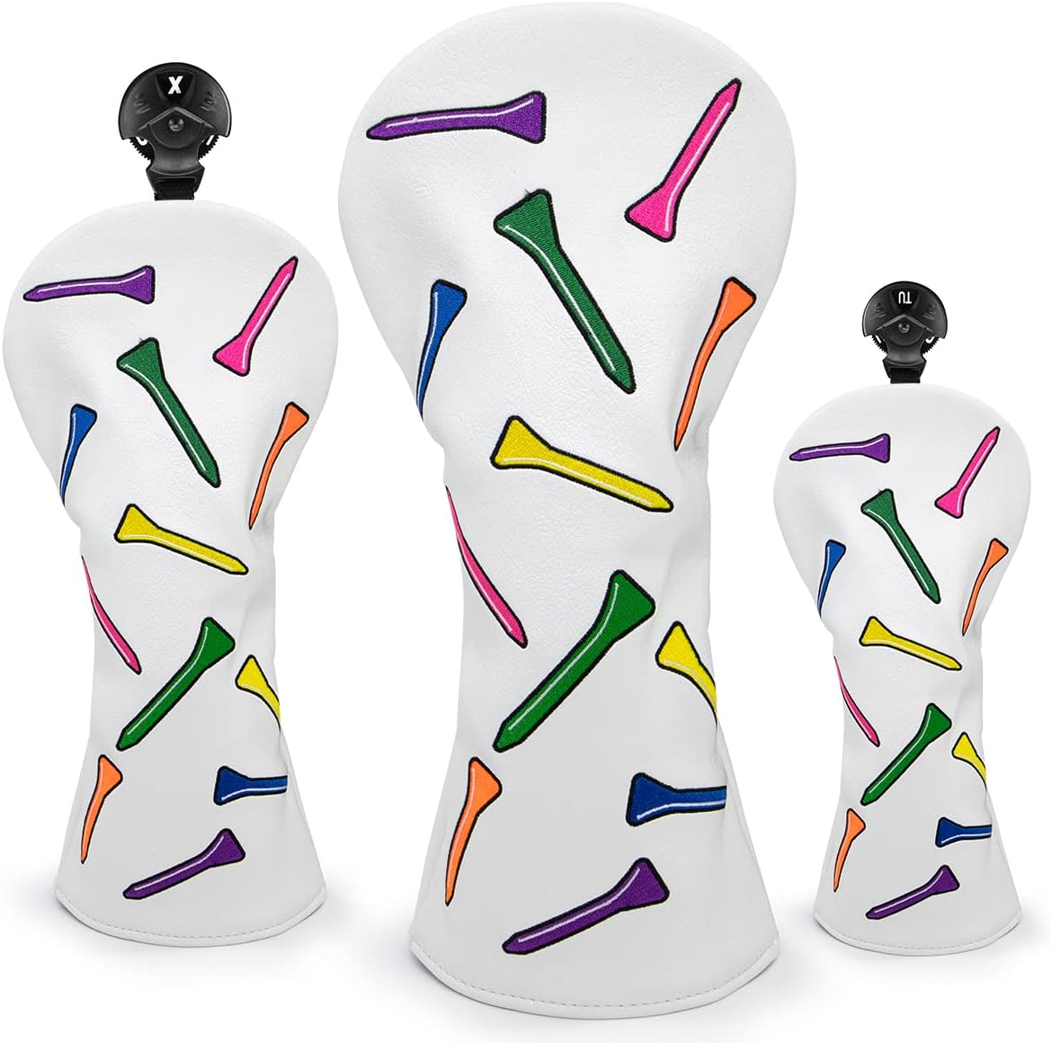 1pc or 3pcs Golf Club Covers Driver Headcover 3 Wood Cover Hybrid Rescue Headcover PU Leather Colorful Golf Headcovers Set 13 H Golf Gifts for Men Women Golfers