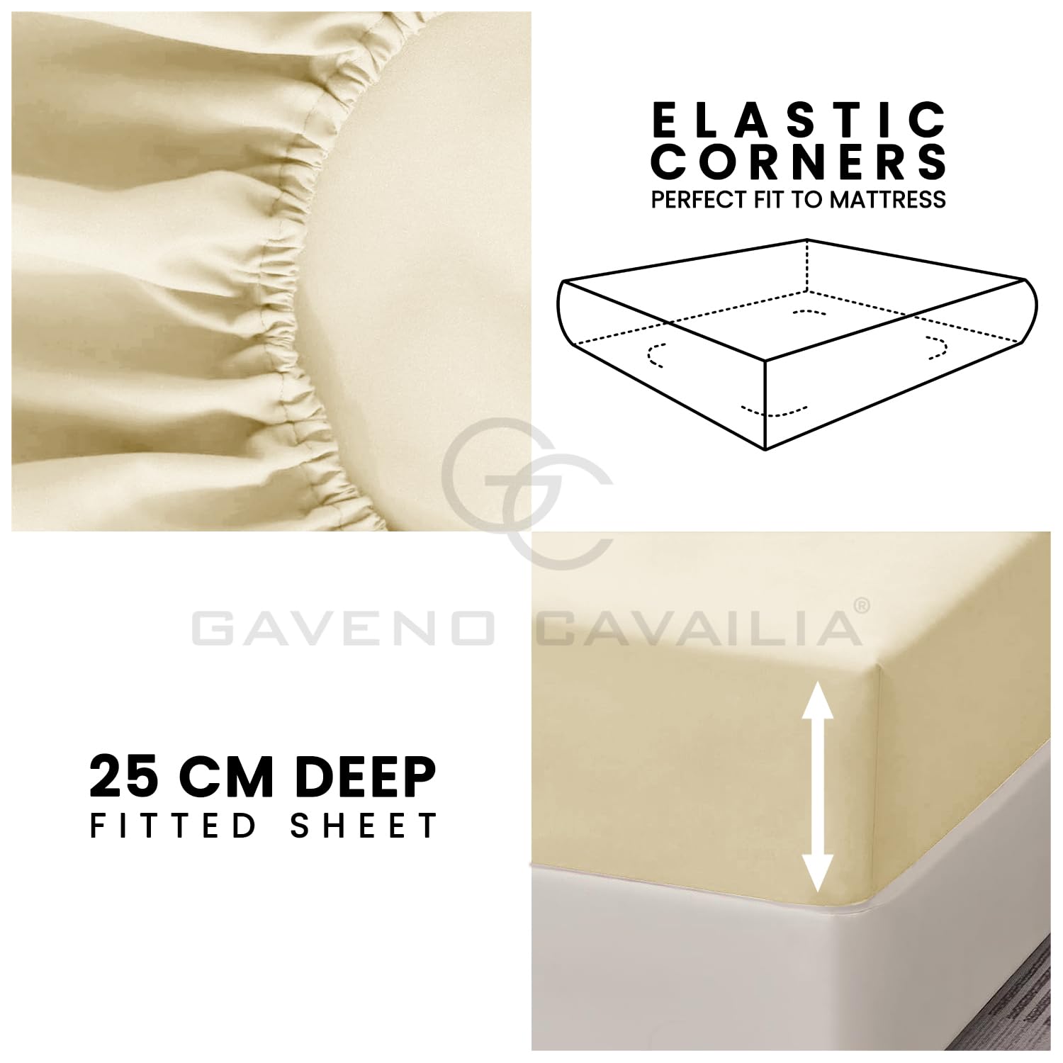 GC GAVENO CAVAILIA Lenzuolo Con Volant In Policotone Per Letto Singolo, Giallo, Gonna Elasticizzata, Traspirante - 2