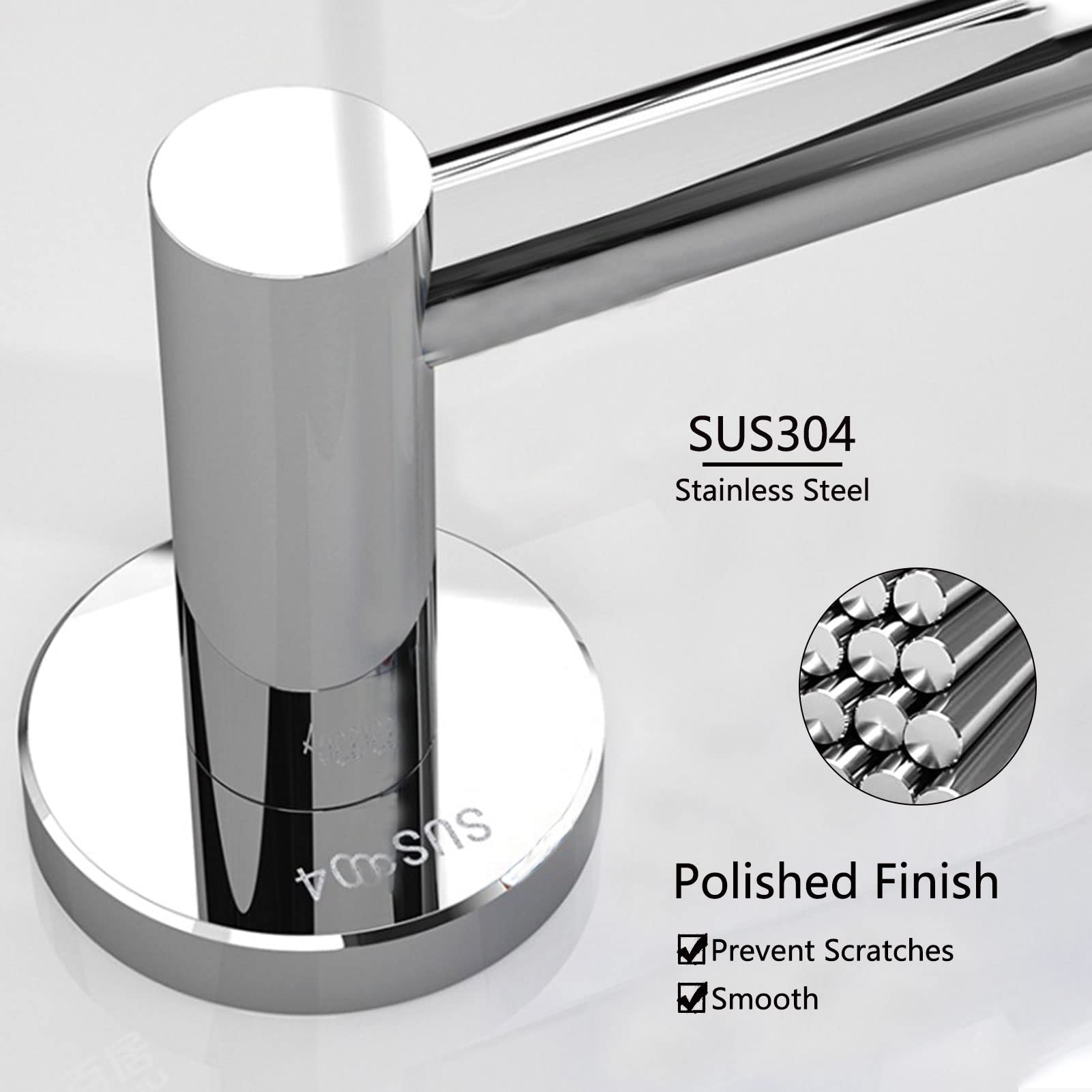 Portasciugamani Multifunzione, portasciugamani in Acciaio Inossidabile SUS 304, portasciugamani a Parete, mensola per Asciugamani per Cucina, Bagno e Toilette, Argento (Dimensioni : 110cm)