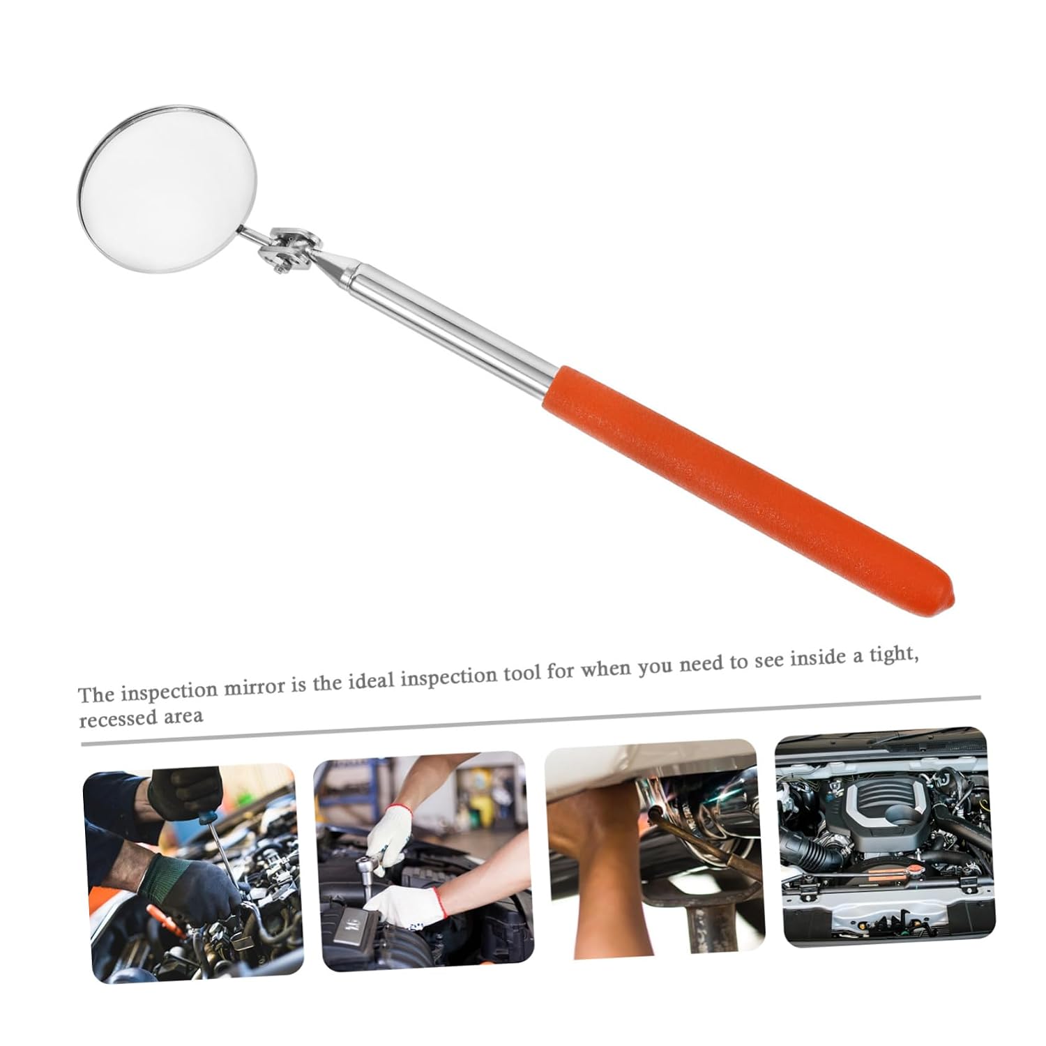 Telescoping Vehicle Inspection Mirror Portable Flexible Round Tool for Underbody and Inner Wall Checks Adjustable Length for Hard-to-See Areas