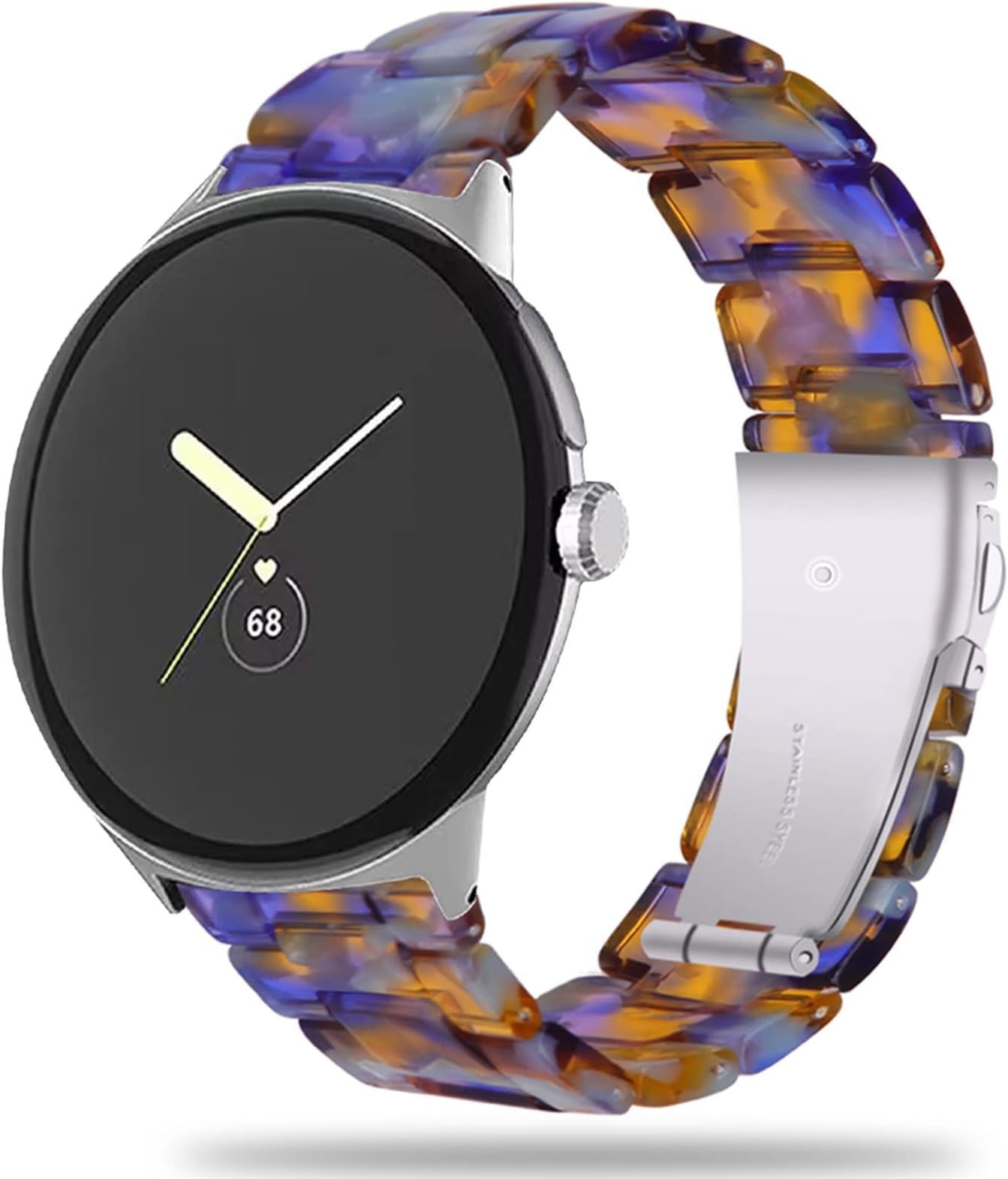 MiimallResin Strap Compatible with Google Pixel Watch 2(2023)/Pixel Watch, Waterproof Lightweight Band with Stainless Steel Buckle Wristband Strap for Pixel Watch 2-Blue Ice Ocean