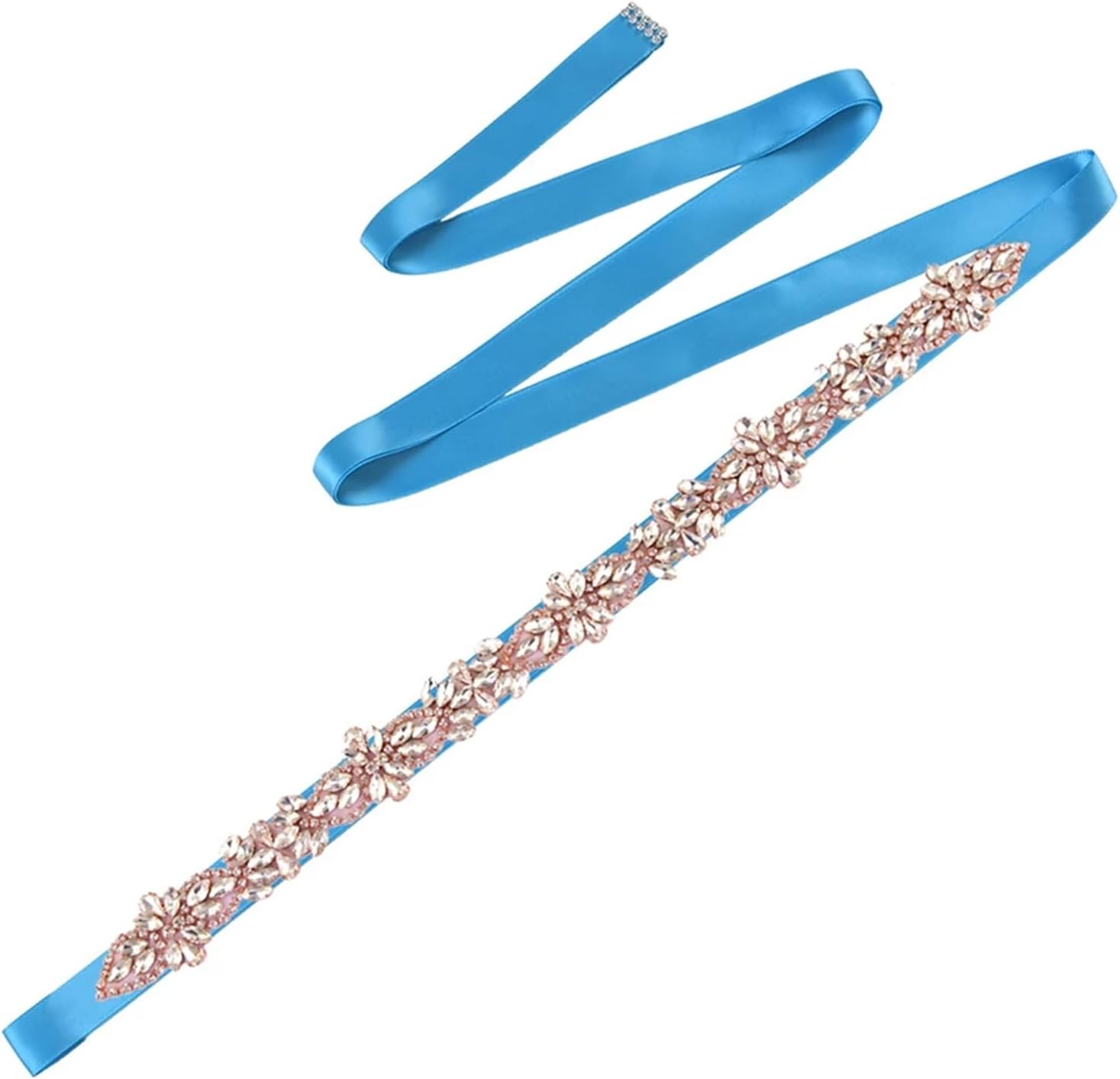 Women’S Bridal Belt Bride Wedding Dresses Decoration With Rose Gold Applique Rhinestones And Crystal Sash