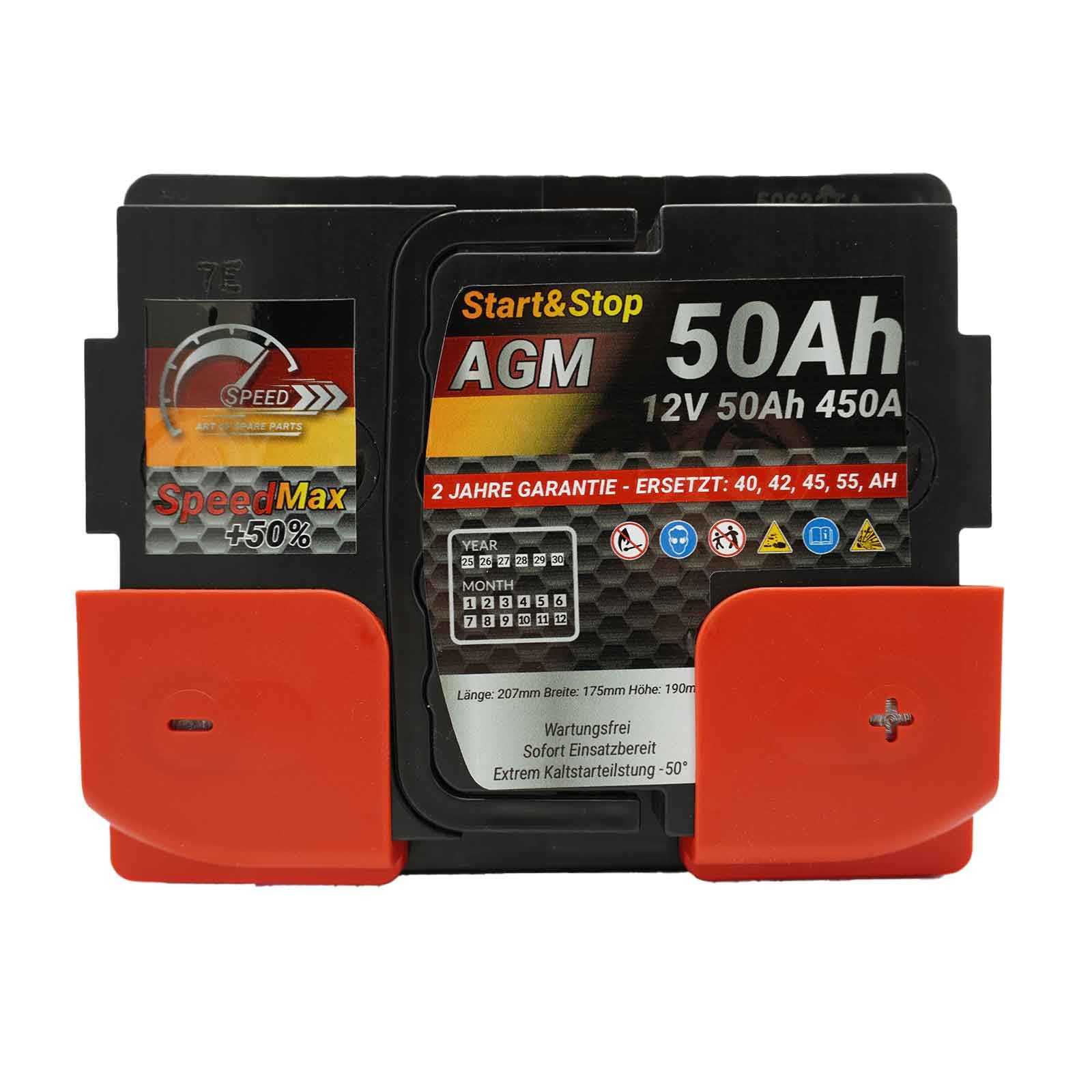 SpeedMax Batteria Auto 50Ah AGM 12V 540A Start&Stop