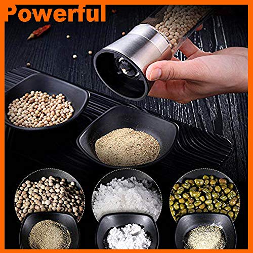 Image of Salt and Pepper Grinder Set Combo - Black Pepper,Herb Shakers Mill Refillable Manual - Stainless Steel Lid - Adjustable Coarseness - Glass Material- Fits in Home,Kitchen,Barbecue