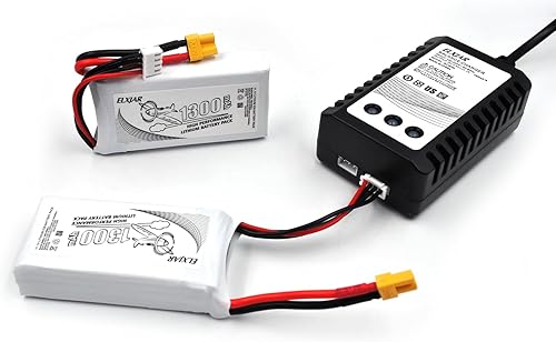 Miniatura 7 de Paquete de 2 baterías LiPo de 11.1 V 1300 mAh con enchufe XT30 y cargador B3 de repuesto para Wltoys XK X450 RC Airplane de ala fija Jet Plane 25C