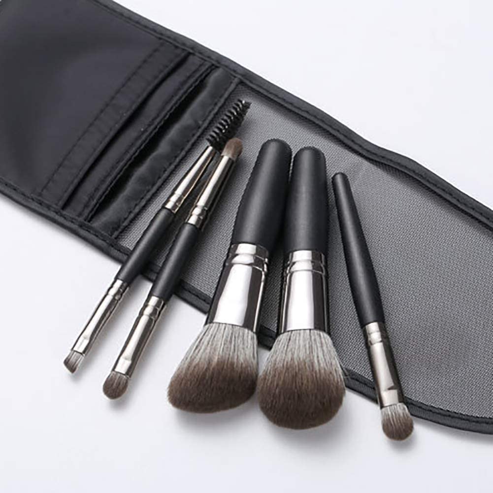 Pennelli for Trucco da Viaggio Set w/Sacchetto, 5 pz. Doppio Kit di pennelli Cosmetici Portatili Portatili a Doppia Chiusura for Fondazione, ombretto, Blush Trucco spazzole