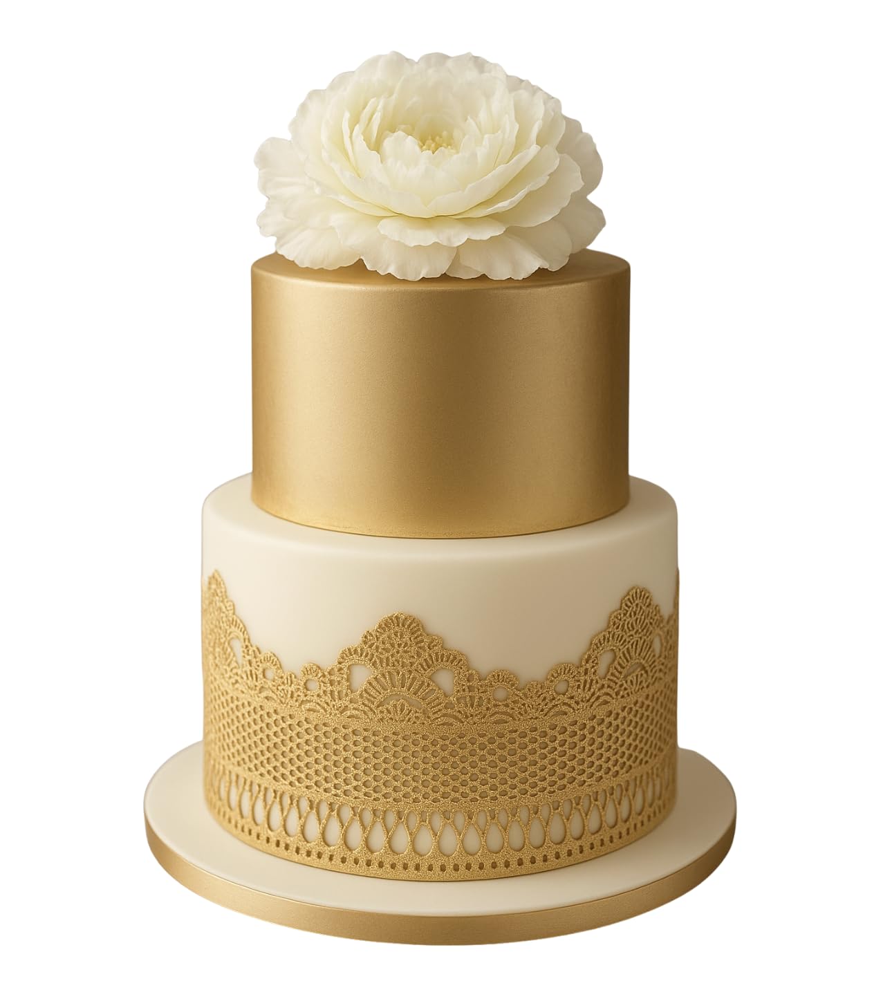 2 Pieces Shiny Gold Royal Monarch Edible Sugar Cake Lace Strips - Ready to Use Handcrafted Decoration with 3D Effect…