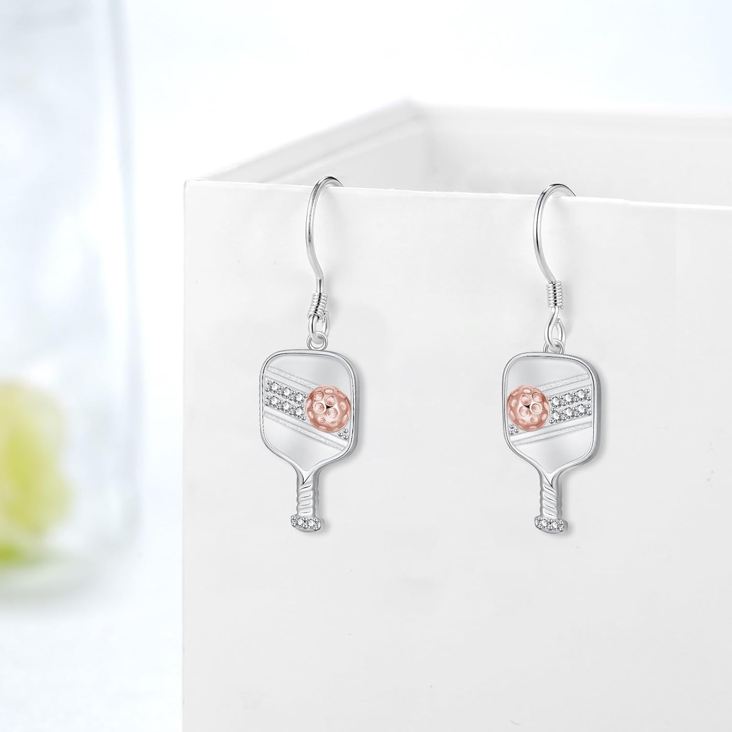 Pickleball Earrings 925 Sterling Silver Pickleball Jewelry Pickleball Paddle and Ball Earrings Jewelry Gifts for Women Pickleball Lovers
