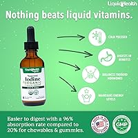 Vista 2 de LIQUIDHEALTH USDA - Gotas líquidas de yodo naciente orgánico, suplemento de yodo puro para tiroides y apoyo inmunológico, suplemento energético