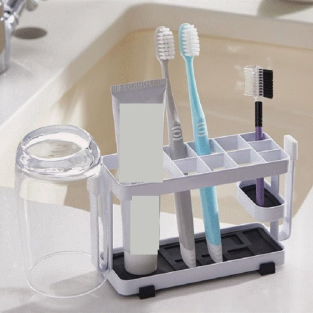 Modern Porta Cepillos De Dientes, Soporte For Cepillo De Dientes Estilo Torre Montado En La Pared, Sin Estante Taladro For Encimeras Baño Ahorra Espacio