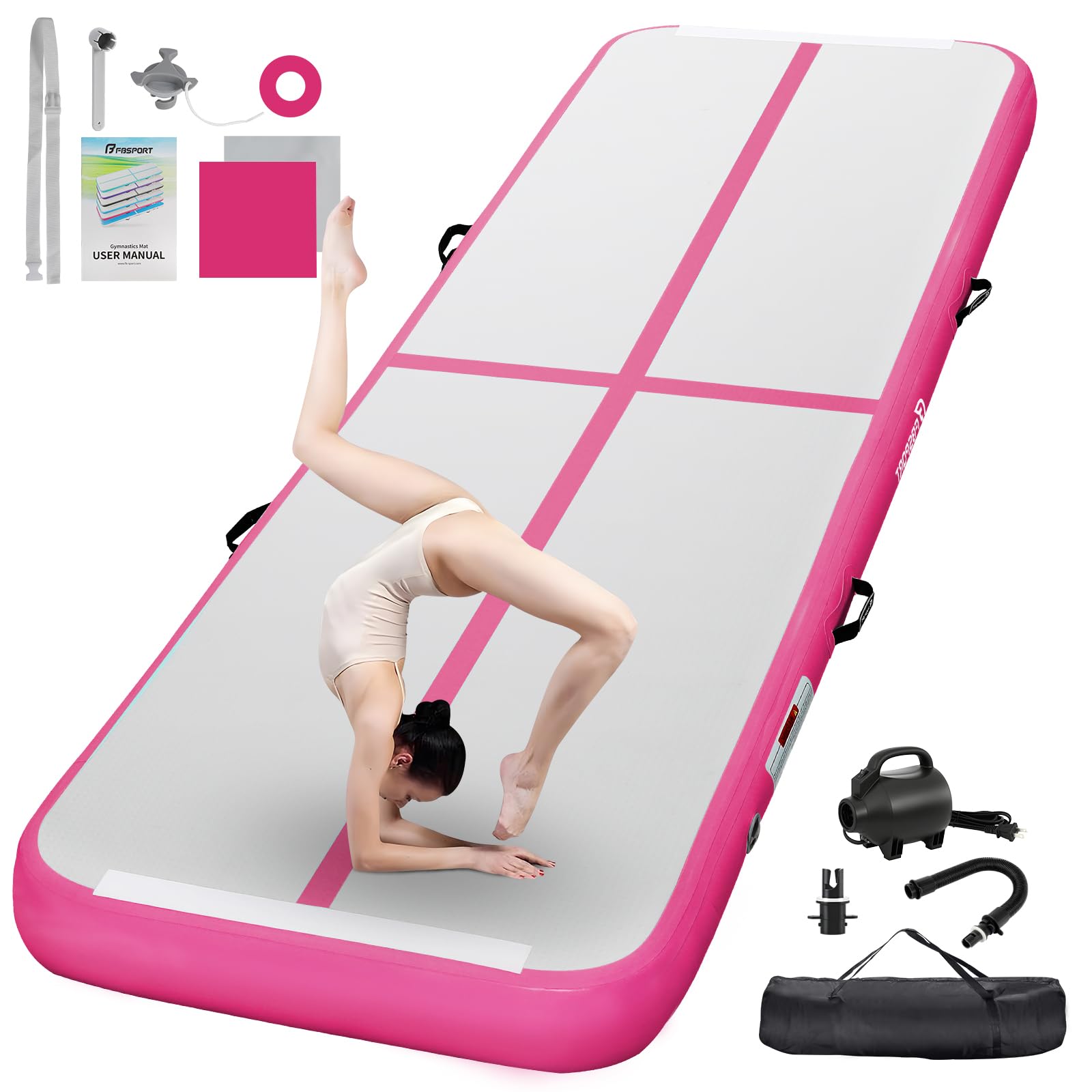 FBSPORT Inflatable Gymnastics Mat, 3/4/5/6m Tumble Track, with Air Pump