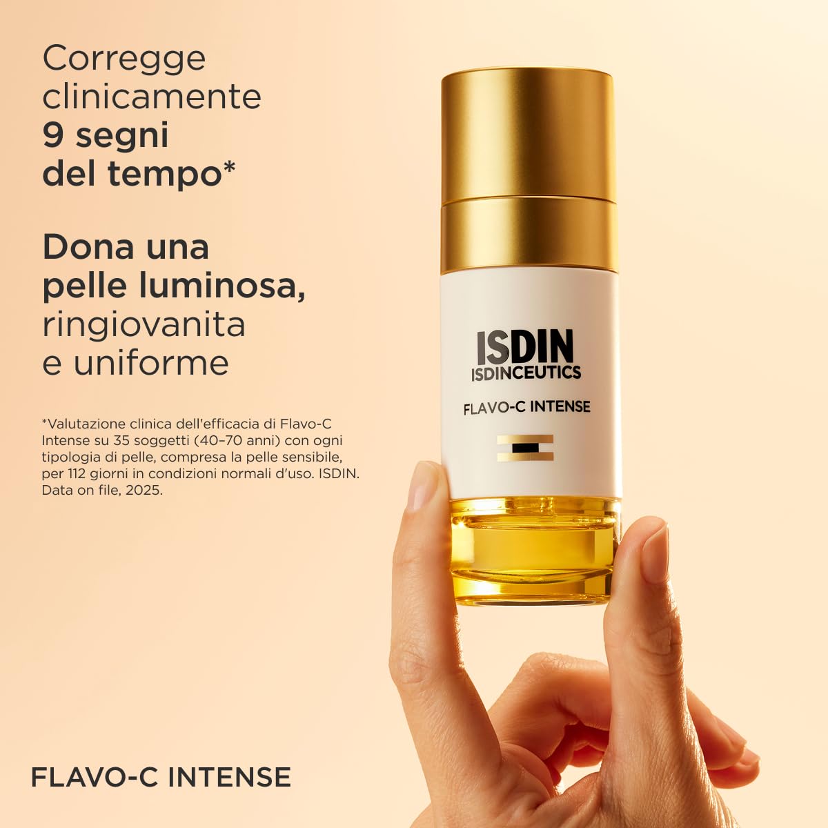 ISDIN Isdinceutics Flavo-C Intense, Siero Antietà Bifasico con il 15% di Vitamina C, Aiuta a Correggere i 9 Segni dell'Invecchiamento, 50 ml