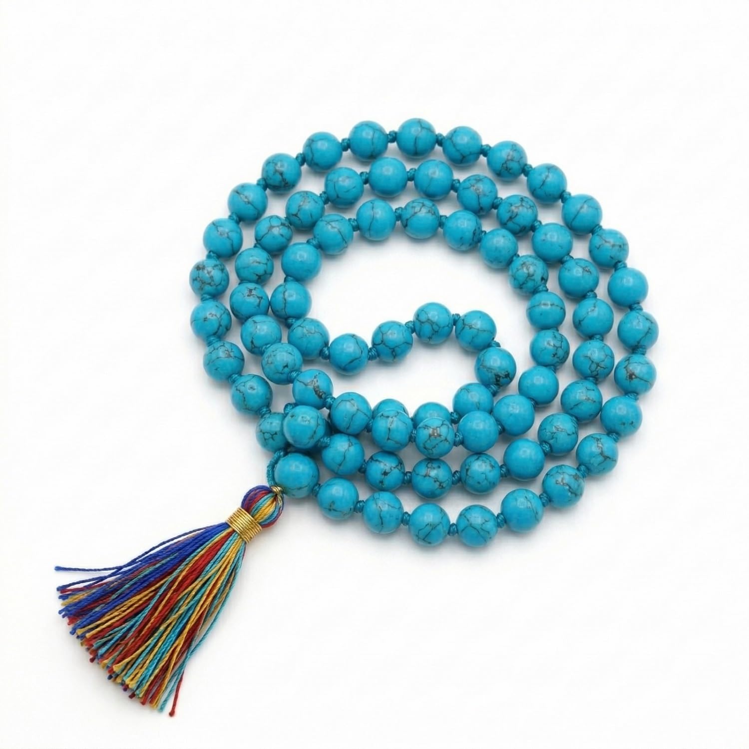 numeroastro Natural & Original Turquoise | Firoza Hand Knotted Mala (108+1 Beads) (8 mm)-image-25