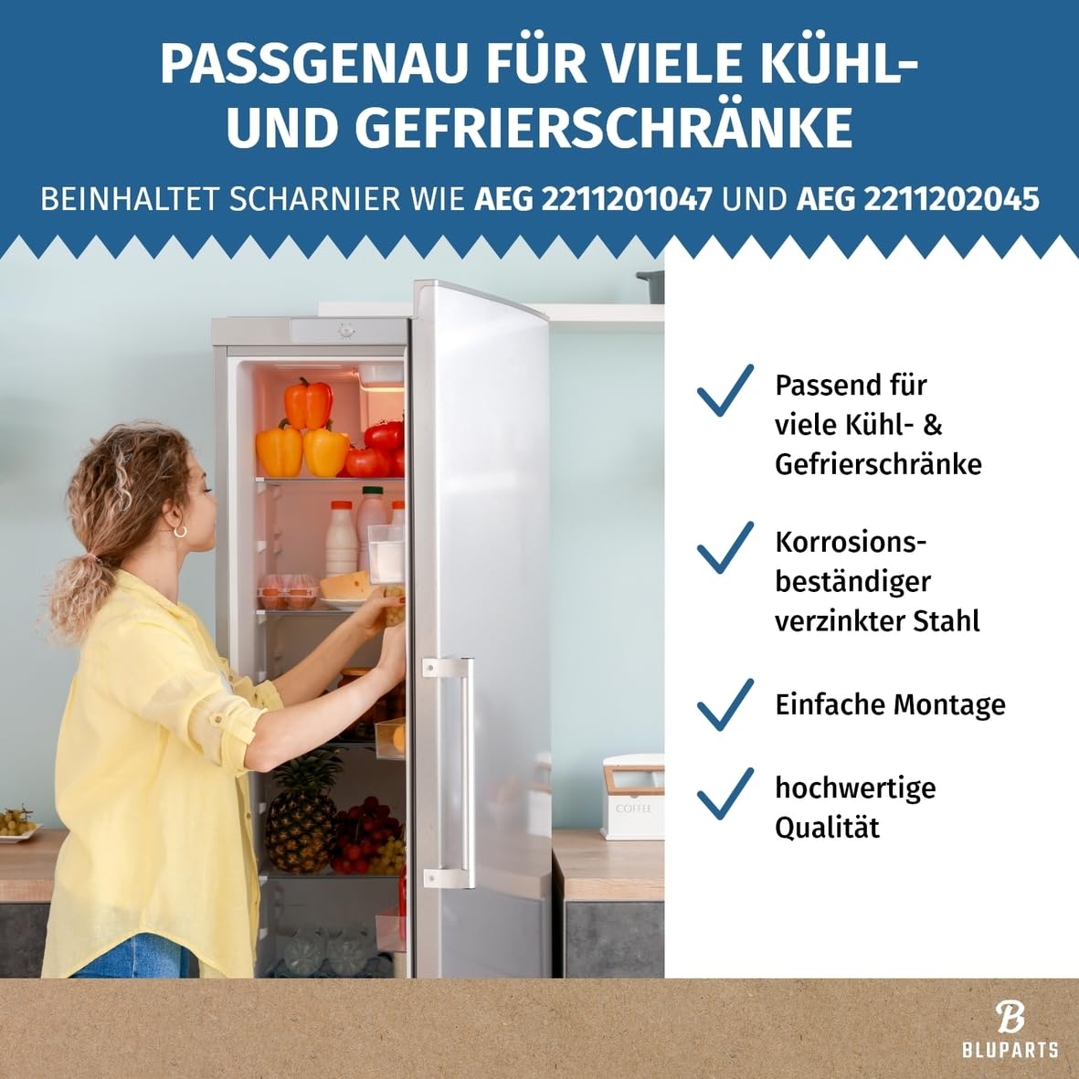 easyPART Kompatibel/Ersatz für gorenje 10090982 Türscharnier Set oben unten wie AEG 4055504197 für Kühlschrank