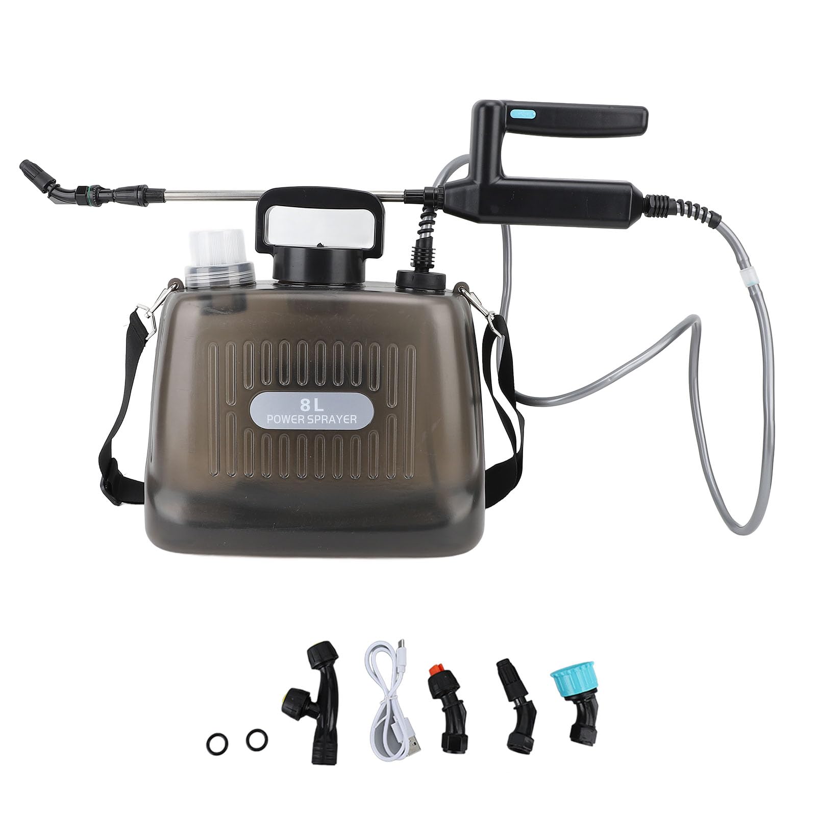 8L Electric Plant Sprayer, Portable Garden Water Sprayer with Long Battery Life, 2000mAh Battery, USB Rechargeable for Sterilizer, (Grey)
