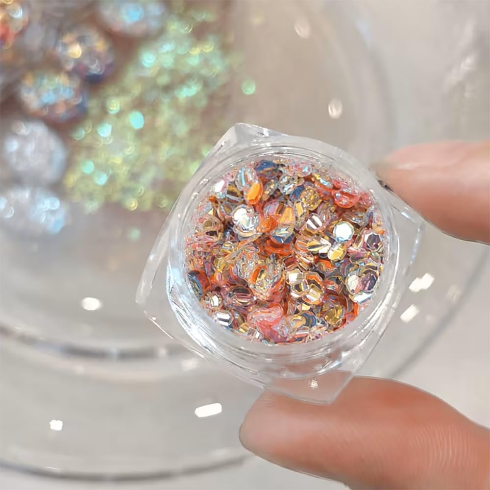 Iridescent Laser Nail Art Glitters High Flash Iridescent Nail Charms 3 Boxes Multi-Color Rainbow Nail Sequins Glitter Chase Nail Art Decorative Sequins for Women Manicure Supplies