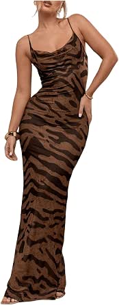 GORGLITTER Women's Camo Print Maxi Bodycon Dress - Sleeveless Ruched Tank Dress - View #6