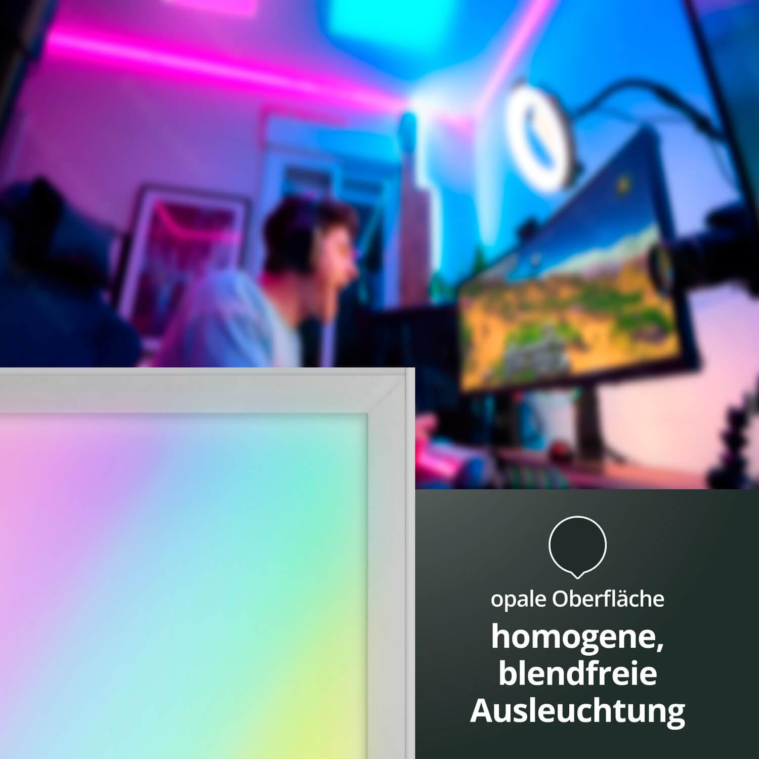 Smart Home LED Panel Deckenleuchte RGB+CCT 120x30cm Farbsteuerung variables weiß 2700-6500K 4800lm dimmbar inkl. Fernbed. App-steuerbar Alexa Google Assistant Bluetooth WiFi Android iOS 1200x300x68mm