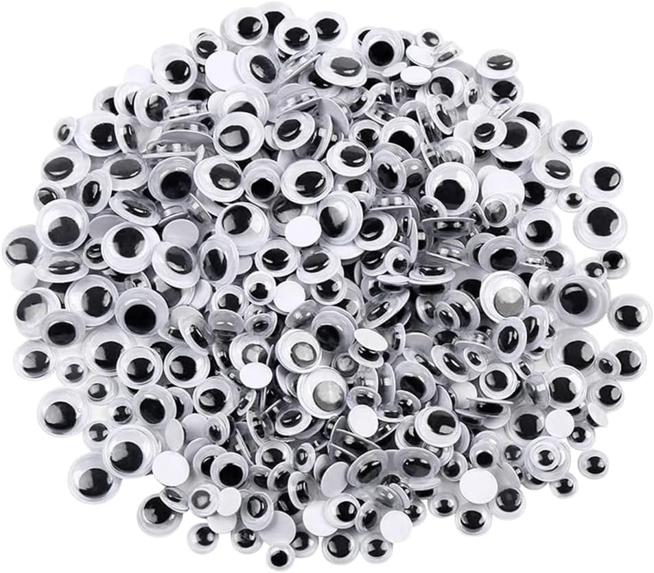 300Pcs Wiggle Googly Eyes, Self Adhesive Wiggle Eyes Plastic Eye Sticker for Crafts, DIY Art Projects, Scrapbooking, Dolls, Multi 1, Mix Size