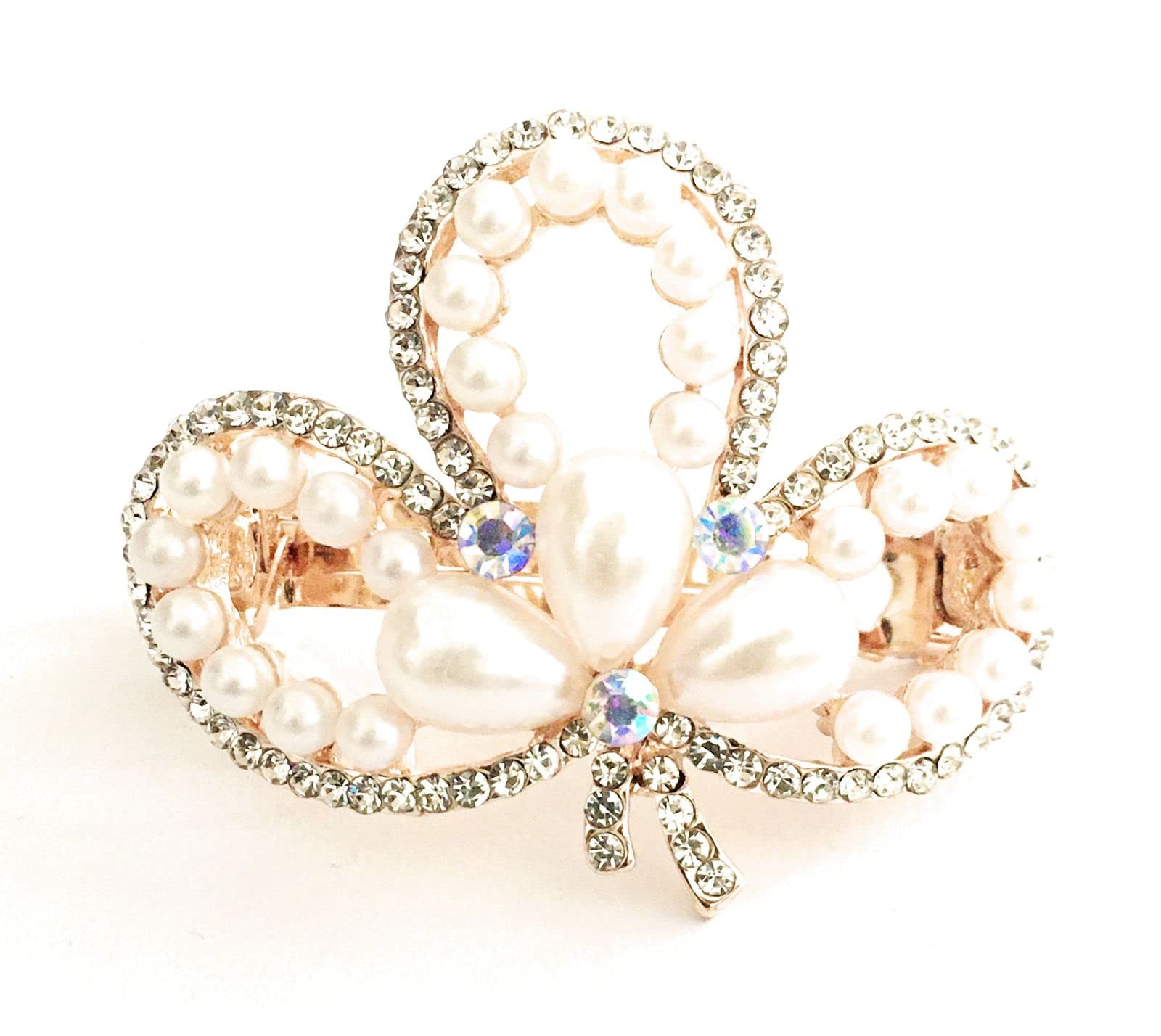 hair clips for women and girls floral design center clip (pack of 1) with white stones and plastic pearls stylish hair pins latest hair accessories (B0B6PXX7MV) Amazon Price History, Amazon Price Tracker