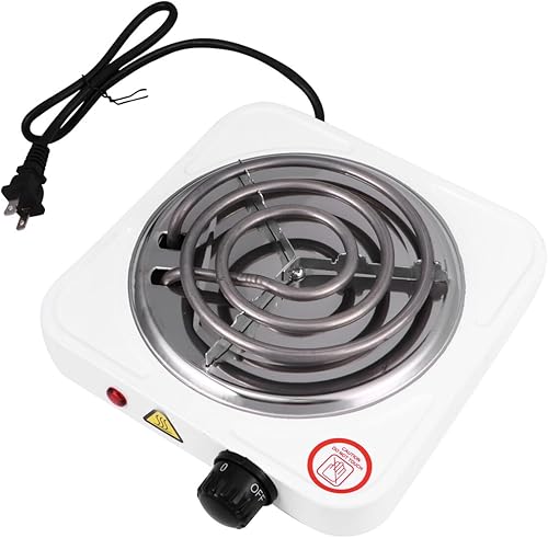 PRETYZOOM Estufa eléctrica portátil de un solo quemador, encimera con perilla de control de temperatura ajustable, protección contra