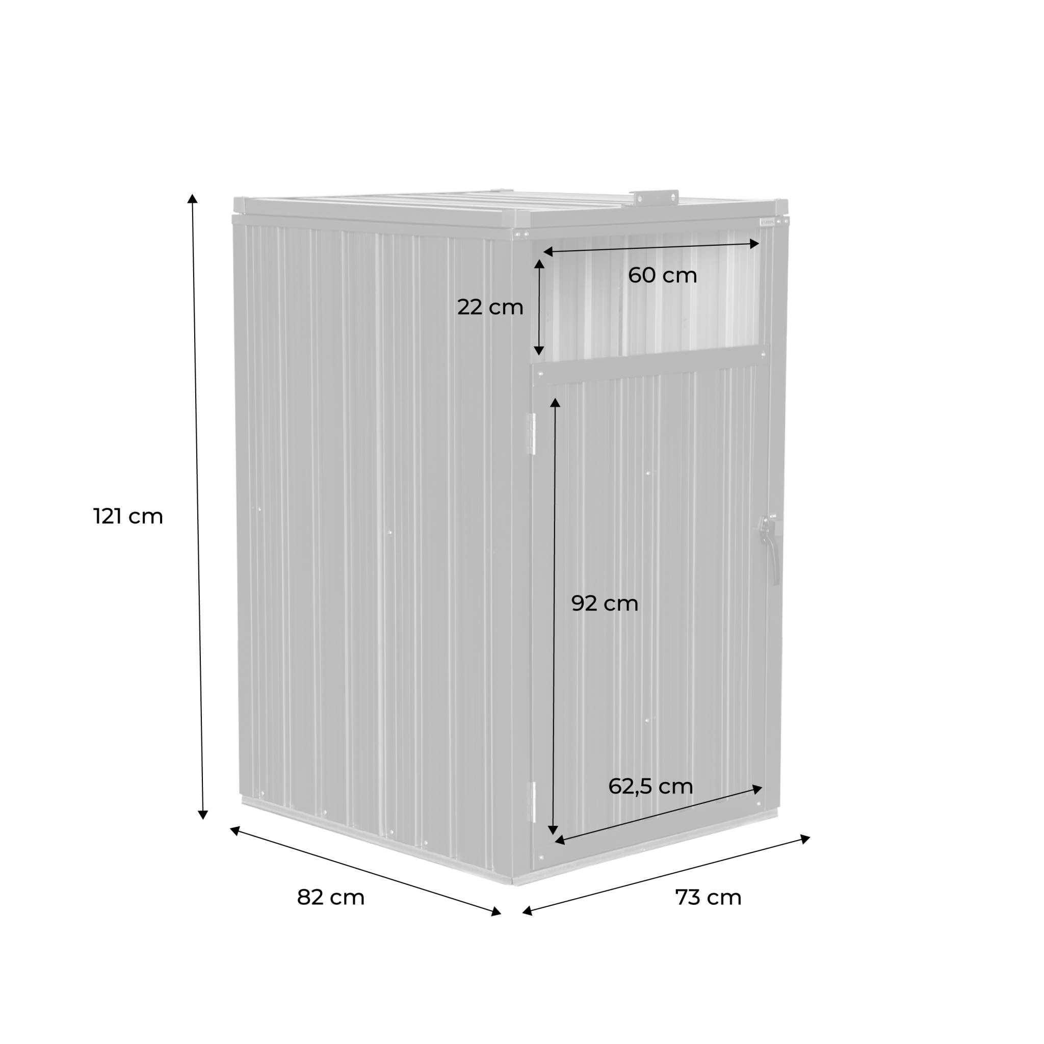 sweeek - Cache Poubelle Gris en Acier galvanisé. 1 Place L 73 x P 82 x H 124 cm