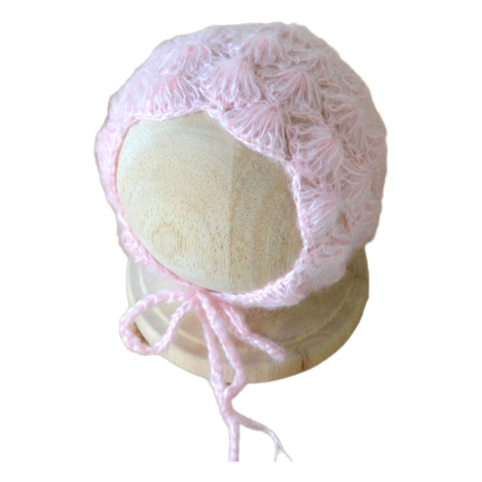 Montesy Soft Mohair Baby Hat for Newborns Photography Solid Color Handmade and Breathable Designing Knitted Bonnet Caps Props